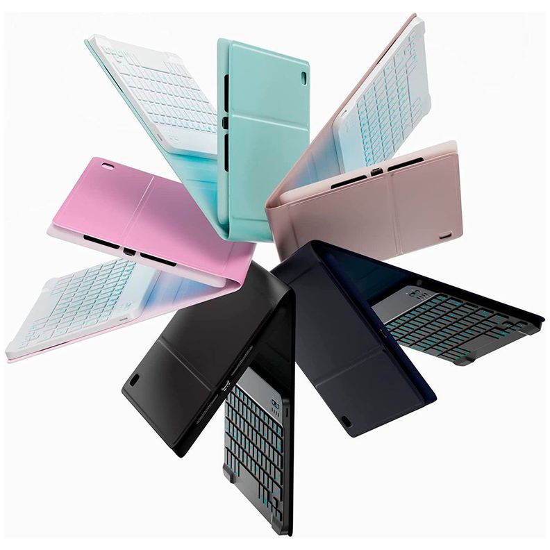Funda Con Teclado Con Ñ Para iPad Air 10.9 4 5ta Bt Rosado-6