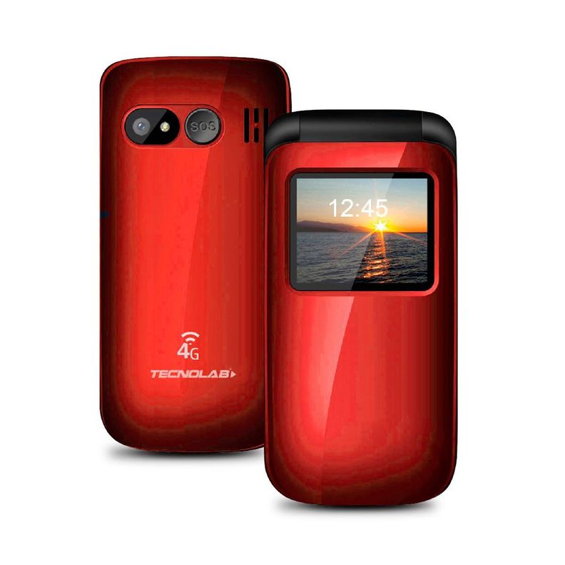 Telefono Celular Adulto Mayor 4G Tipo Almeja Tecnolab Rojo-0