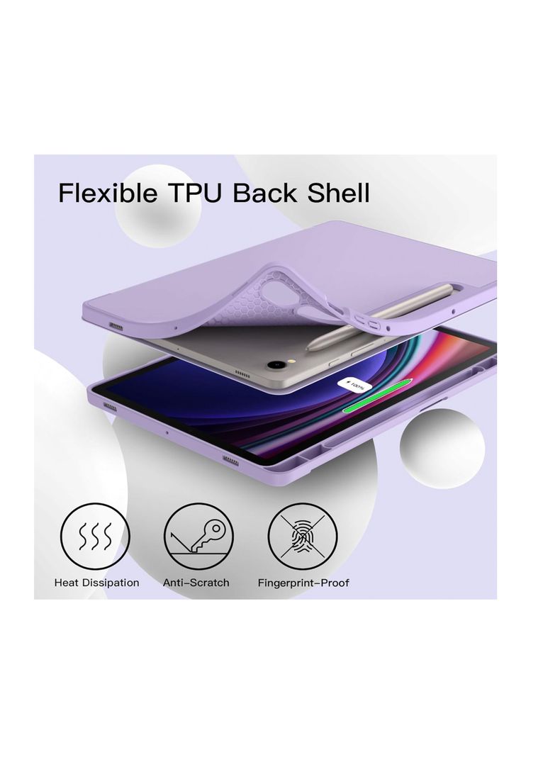 Funda Smart Cover Para Samsung S9 Fe 10.9 Lila Lamina Vidrio-4