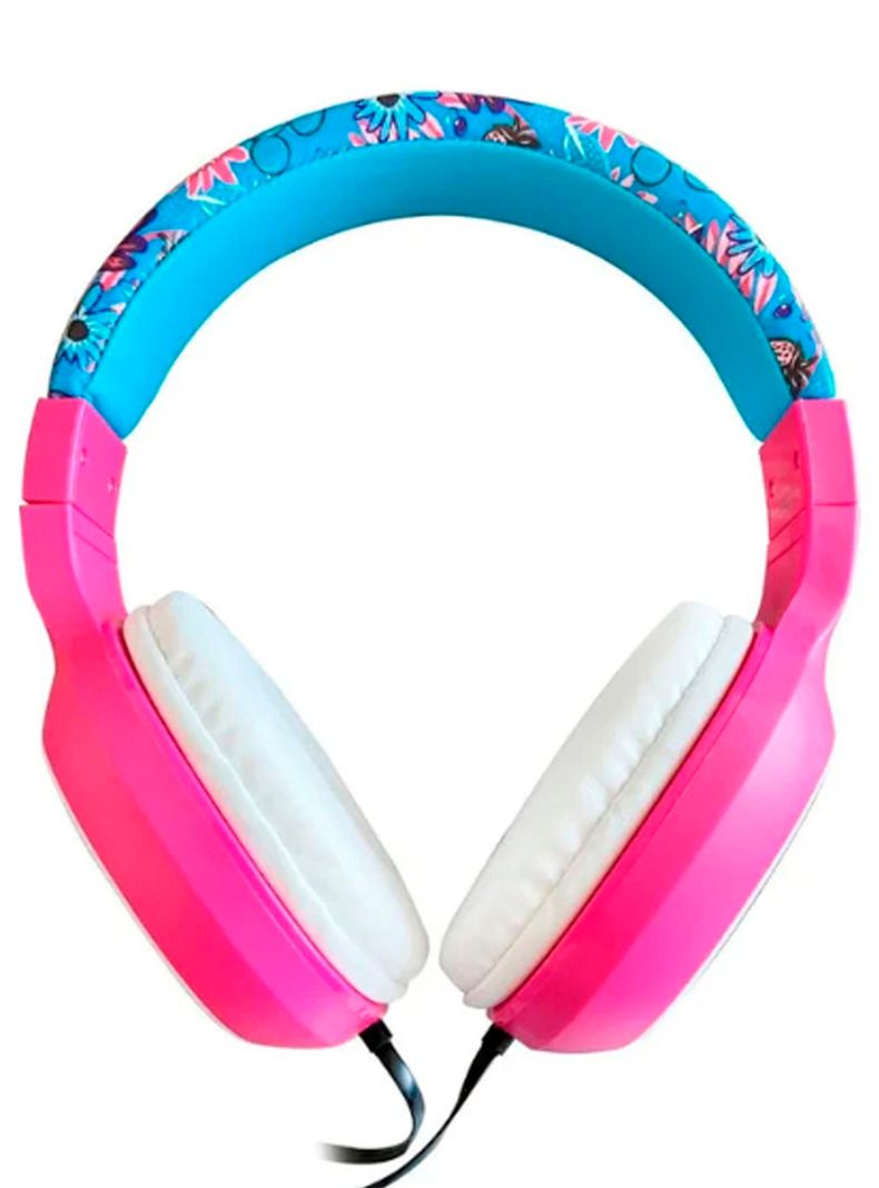Audifonos Estereo Con Cable Y Microfono Diseño Disney Fucsia-1