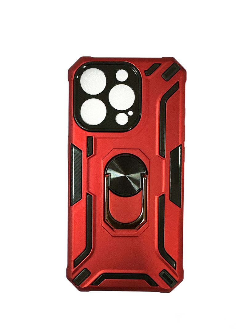 Carcasa Para iPhone 15 Pro Max Con Anillo Soporte Rojo-0