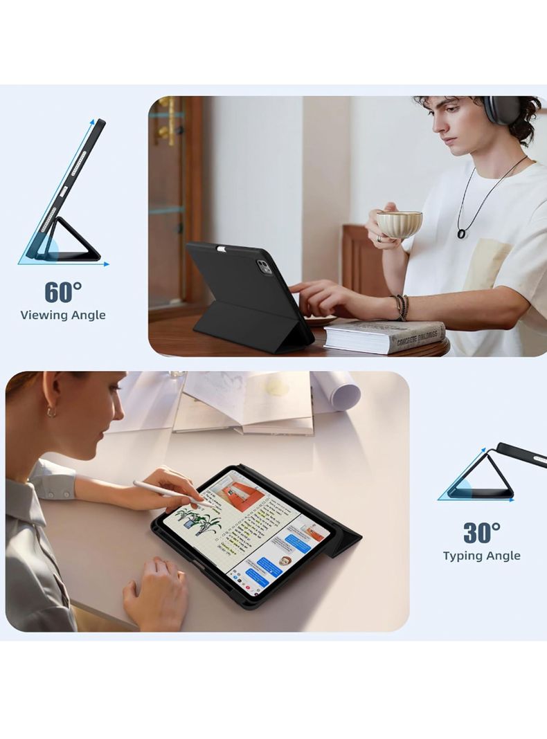 Funda Smart Cover Para iPad Pro 11 M4 2024 Con Ranura Negro-4
