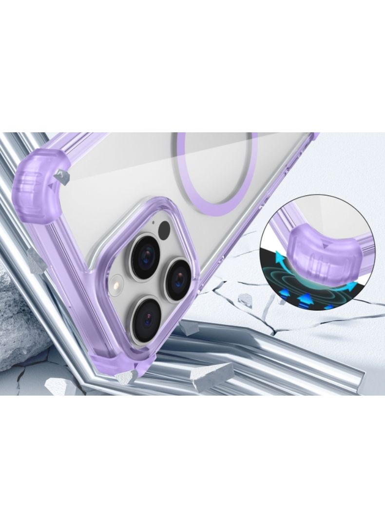 Carcasa Clear Para iPhone 16 Pro Max Magsafe Morada-1
