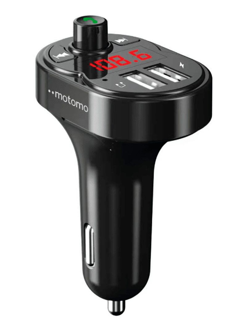 Transmisor FM Receptor Bluetooth Carga USB Puerto TF MO-02 Negro
