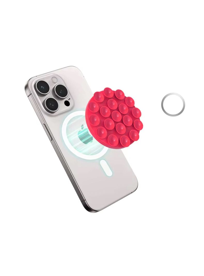 Soporte De Silicona Magnetico Para Carcasa Celular Rojo-0