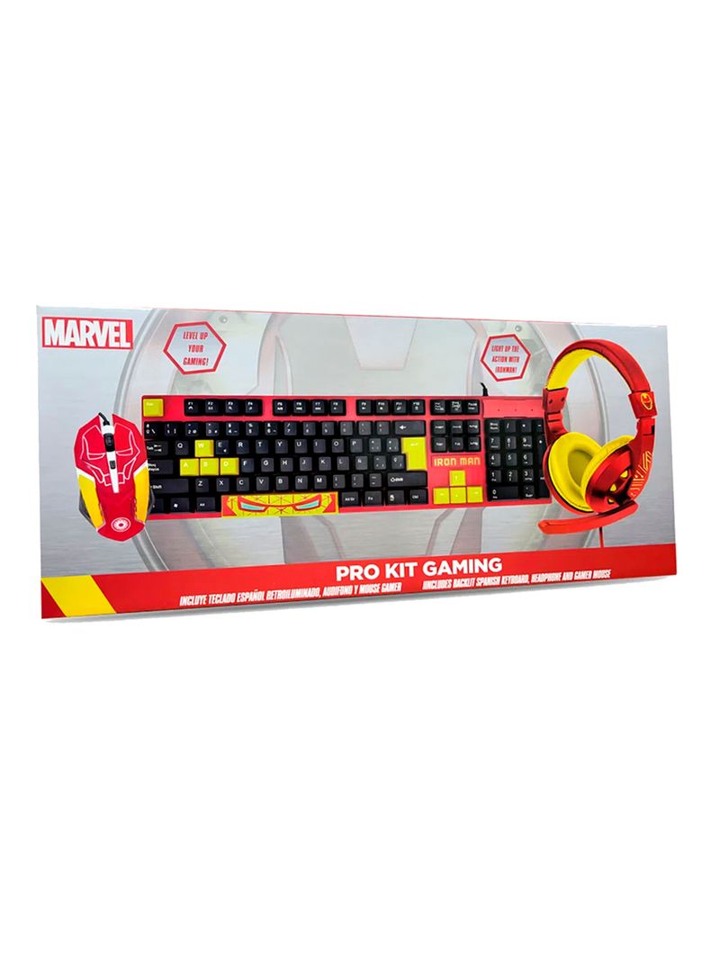 Kit Gamer Marvel Iron Man 3 En 1 Teclado Audifonos Mouse-3