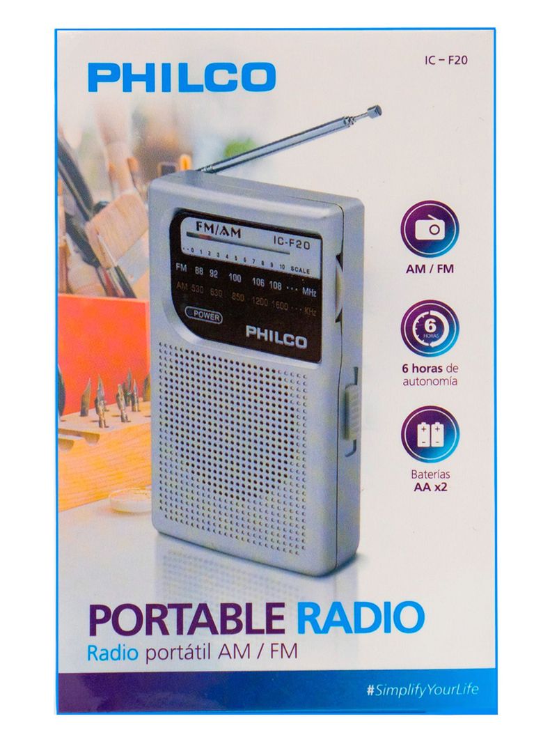 Radio Portatil AM/FM Philco IC-F20 Plateado-2
