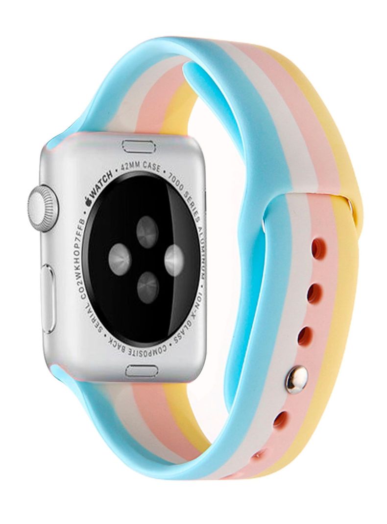 Correa Compatible Con Apple Watch 42mm 44mm 45mm Goma Pastel-2