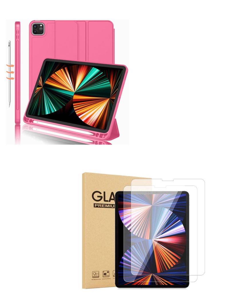 Funda Lamina Vidrio Smart Cover Para iPad 12.9(Pro) Fucsia-0