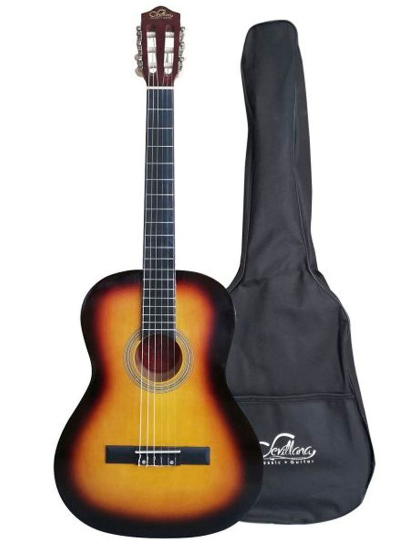 Guitarra Clasica 34 Pulg Sevillana Acabado De Madera Sunburs-0