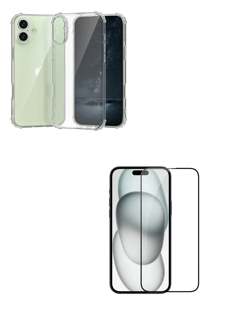 Carcasa Trasparente Para iPhone 16 + Lamina Vidrio-0