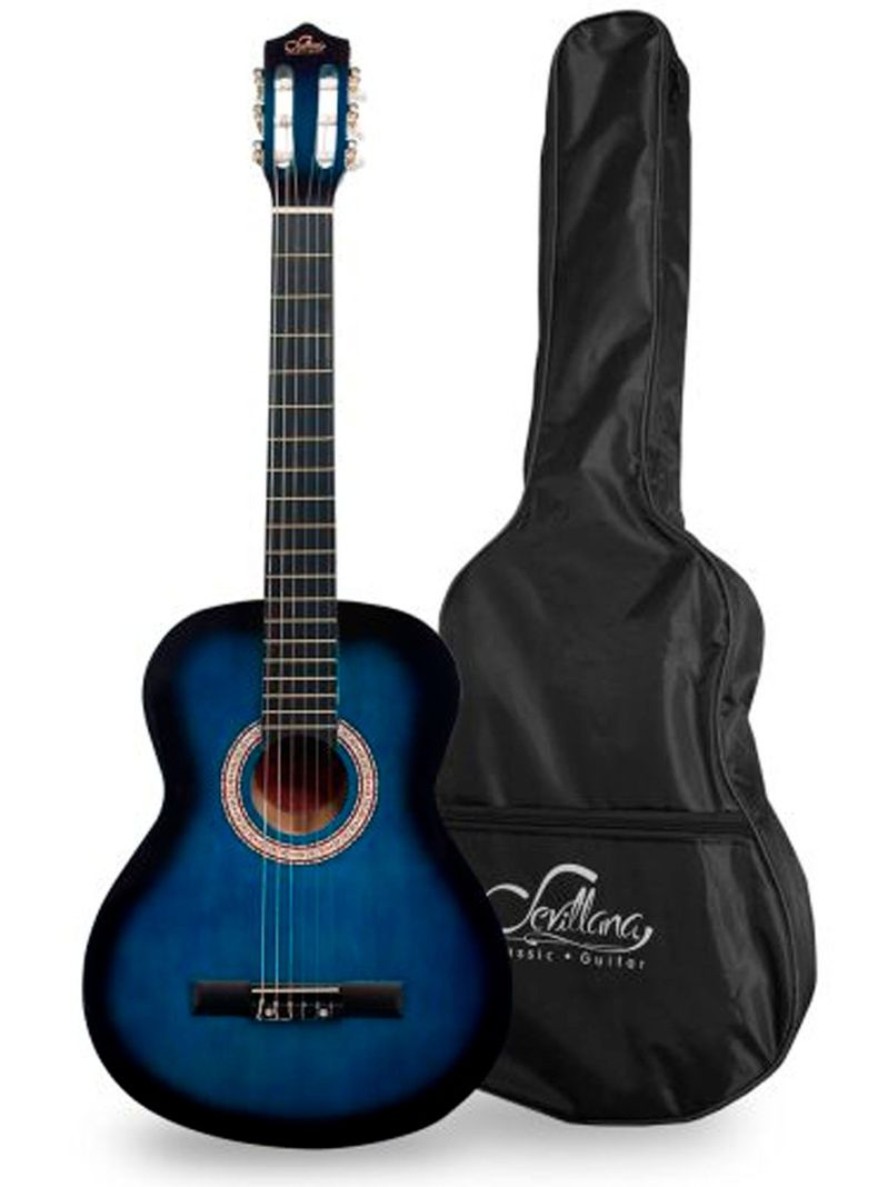 Guitarra Clasica Mediana 34 Pulga Madera Con Funda Sevillana-0