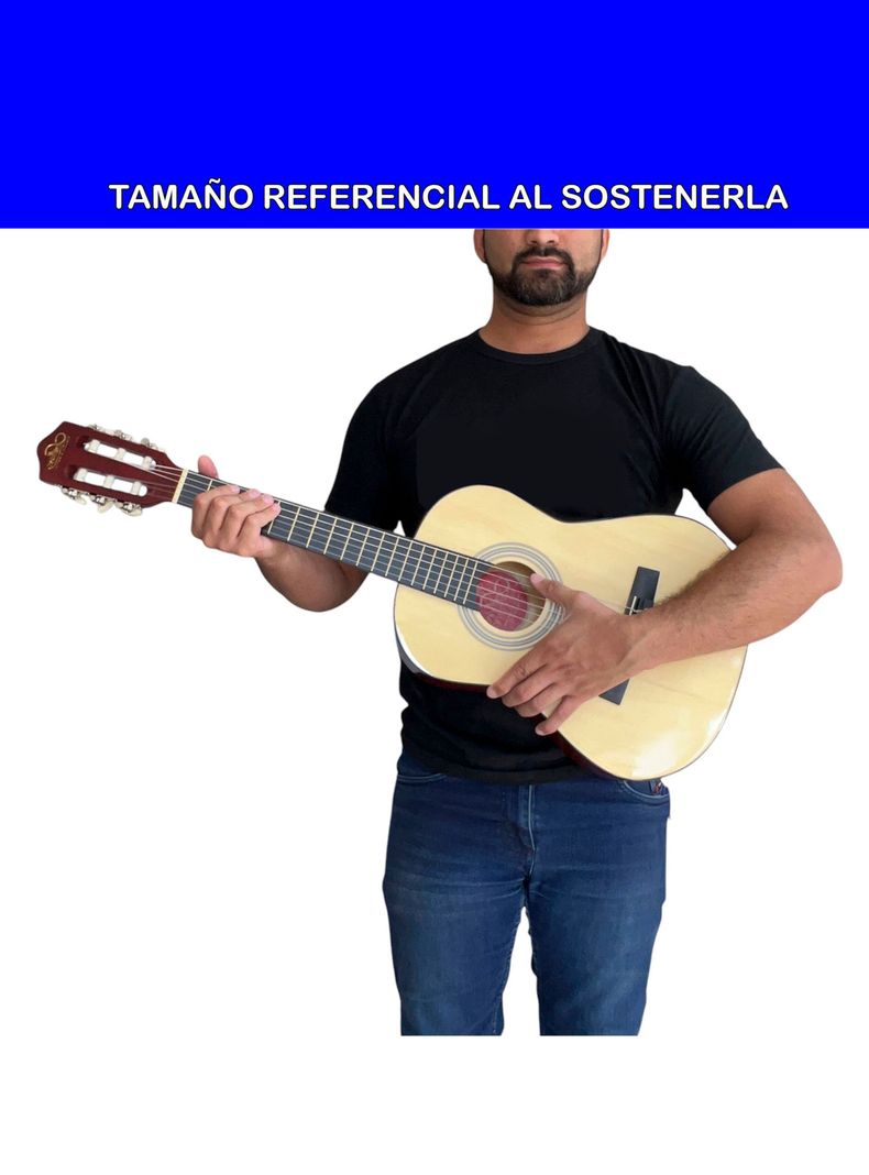 Guitarra Clasica Mediana 34 Pulga Madera Con Funda Sevillana-1