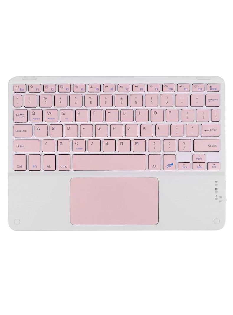 Teclado Inalambrico Bluetooth Touchpad Espanol Recargable Rosado