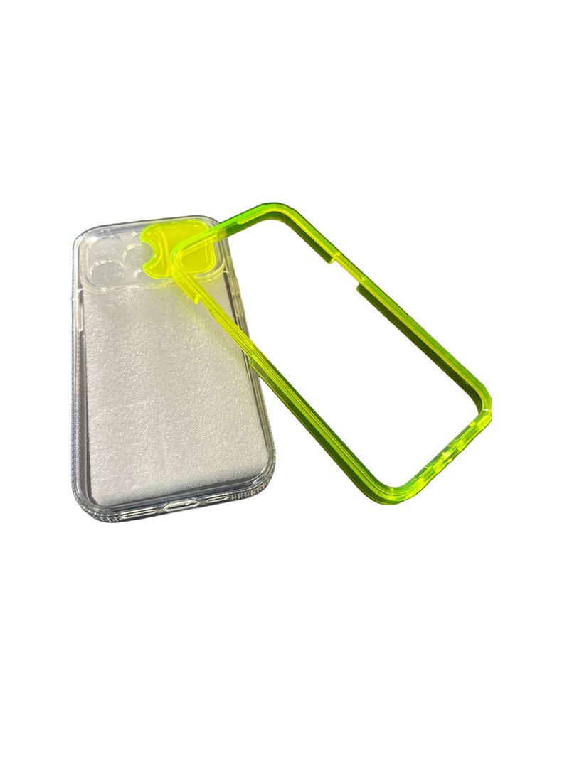 Carcasa Para iPhone 13 Pro Transparente 360° Fluor Rosado-3
