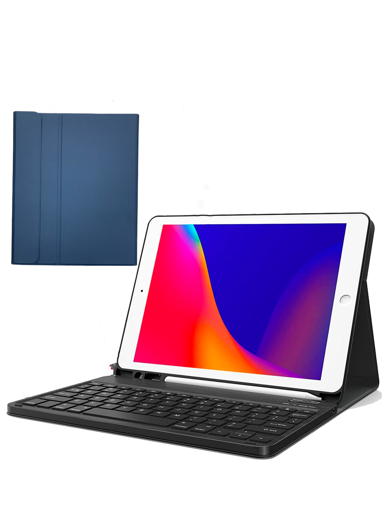 Funda Con Teclado Español Para iPad 12.9 Con Ranura Azul-0