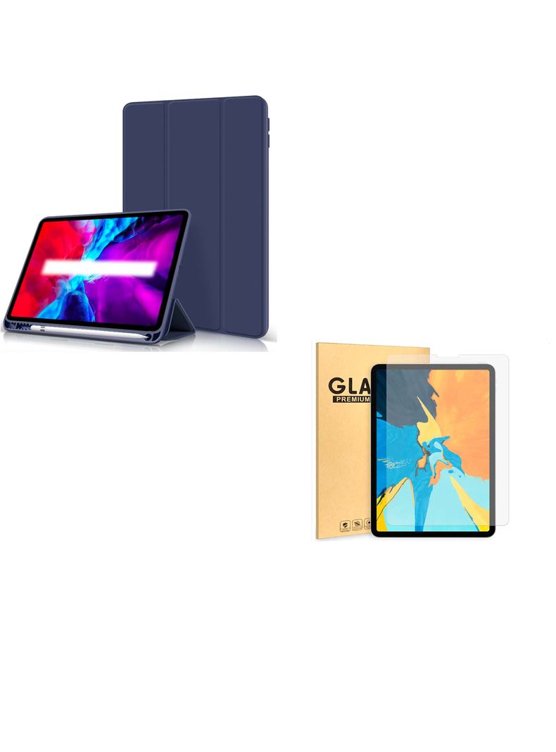 Funda Smart Cover Con Lamina Vidrio Compatible Con iPad 12.9 Azul