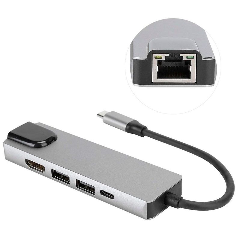 Adaptador Tipo C 5 En 1 Usb-C A Hdtv + Usb3.0 + Pd Support4k-1