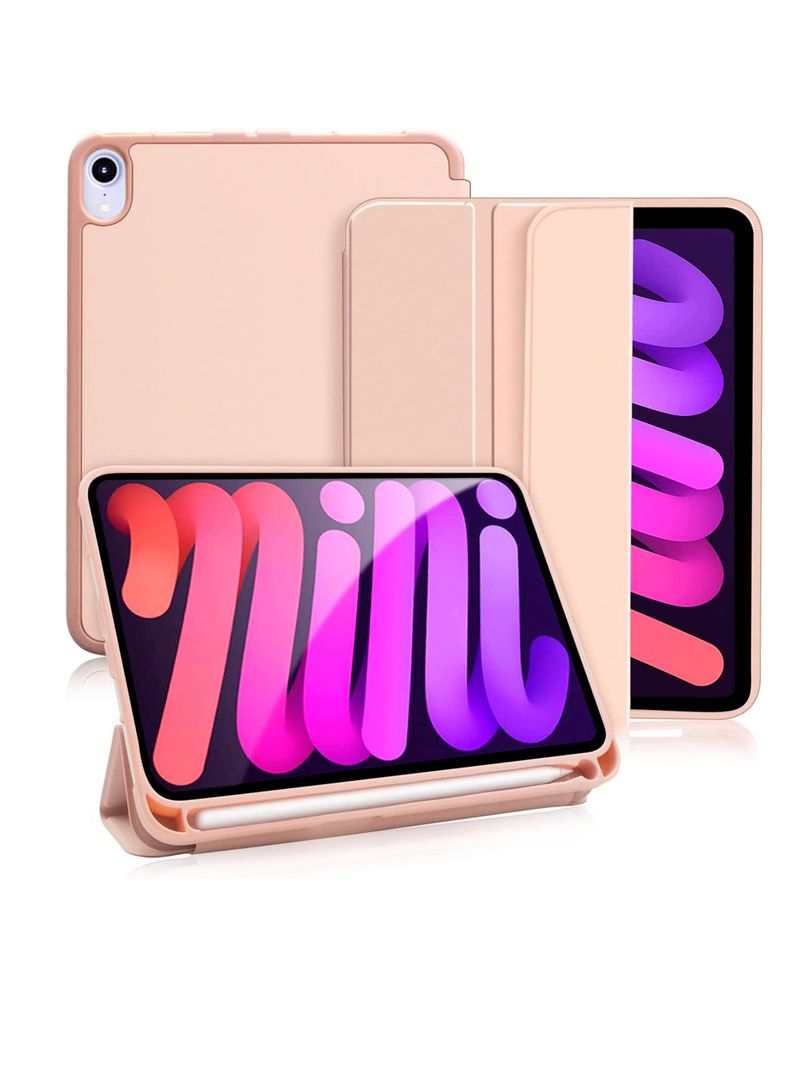 Funda SmartCover Para iPad Mini 6 Con Ranura de Lápiz Rosa-4
