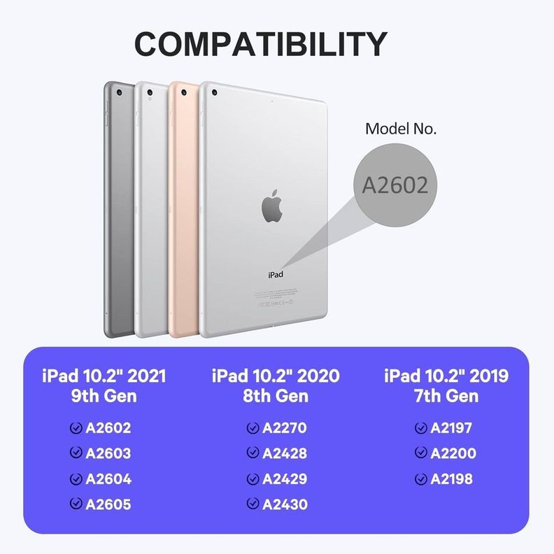 Funda Con Teclado Para iPad 10.2 7 8 9 Ranura Lapiz Rosado-6