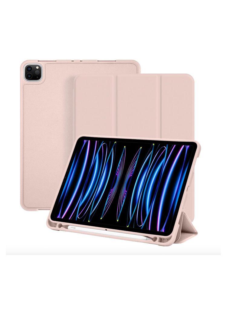 Funda Smart Cover Para iPad 12.9(Pro) Con Ranura Lapiz Rosa-0