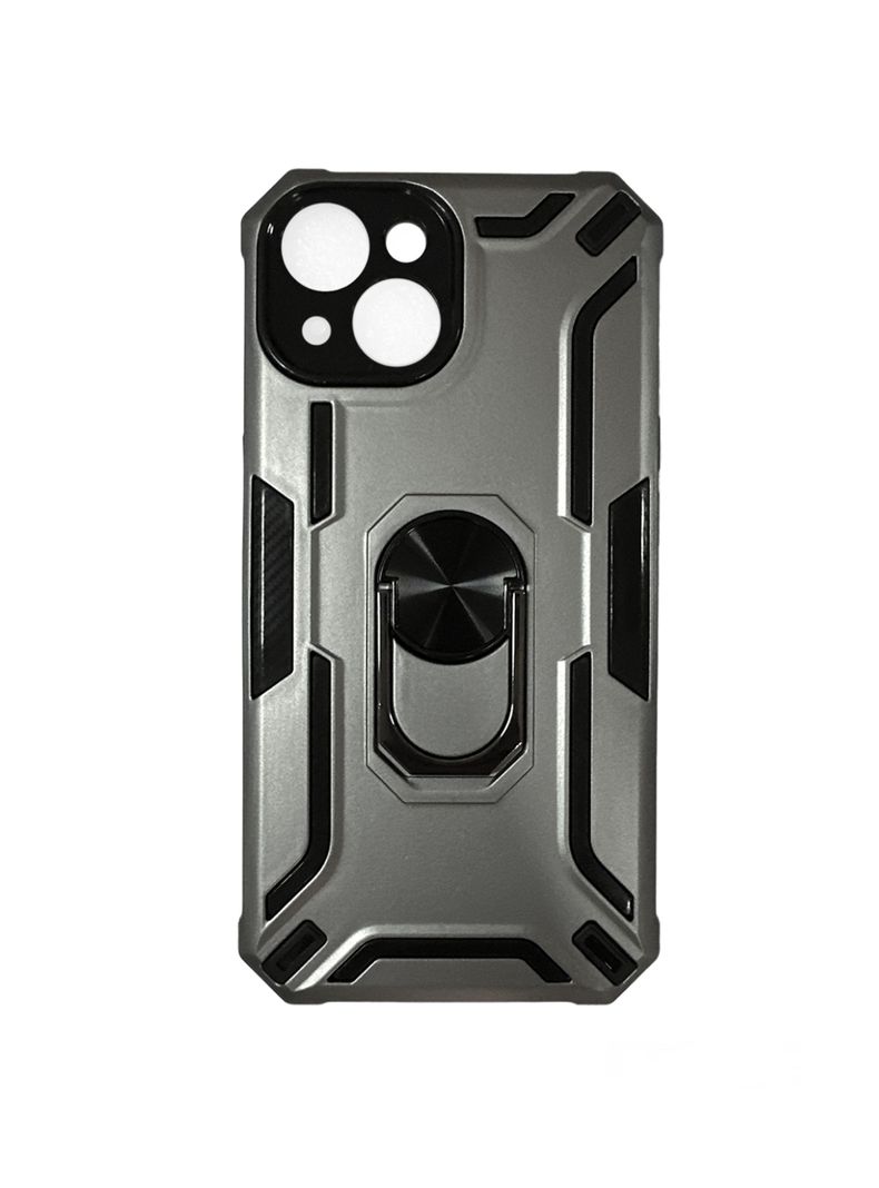 Carcasa Funda Para iPhone 14 Con Anillo Soporte Gris-0