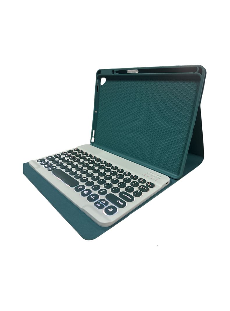 Funda Con Teclado iluminado Ñ Para iPad 10.2 7 8 9na Verde-1