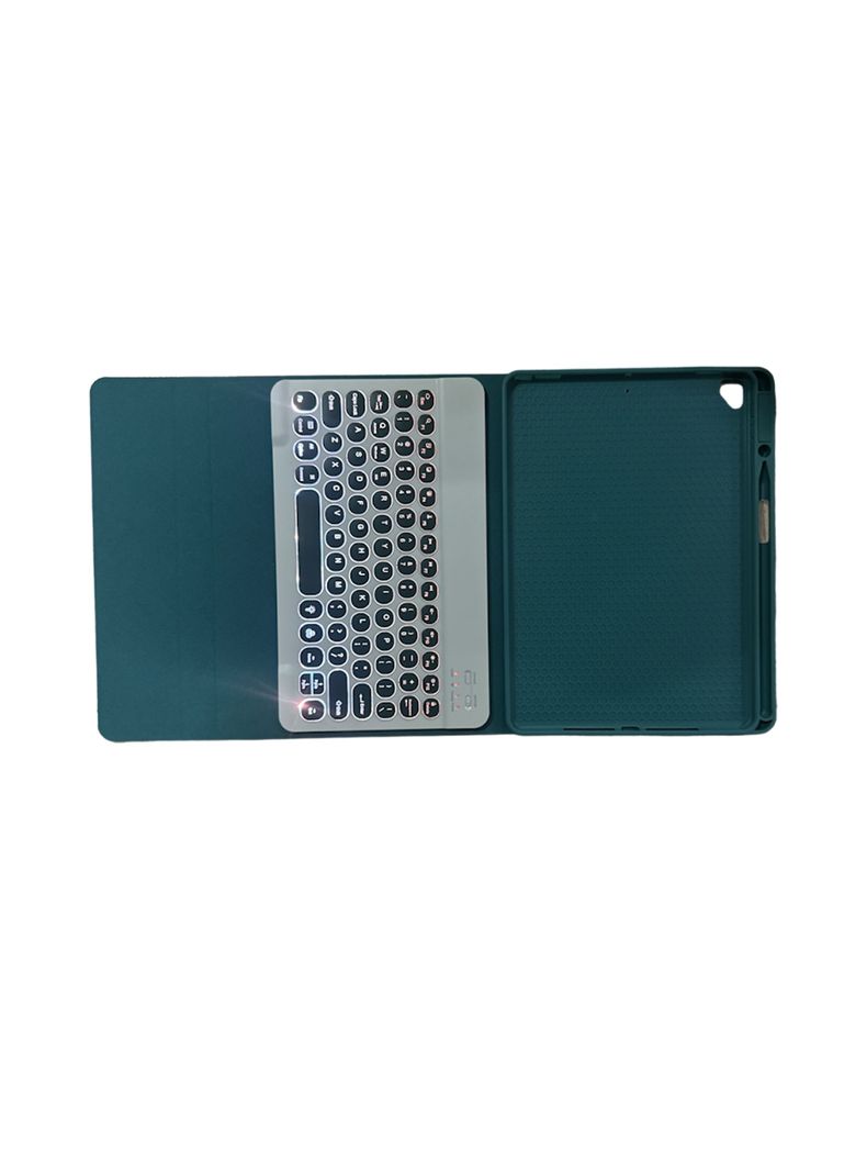 Funda Con Teclado iluminado Ñ Para iPad 10.2 7 8 9na Verde-3