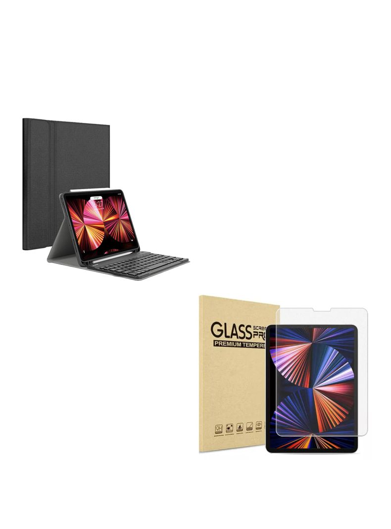 Funda Con Teclado Lamina Para iPad 12.9 Con Ranura Negro-0