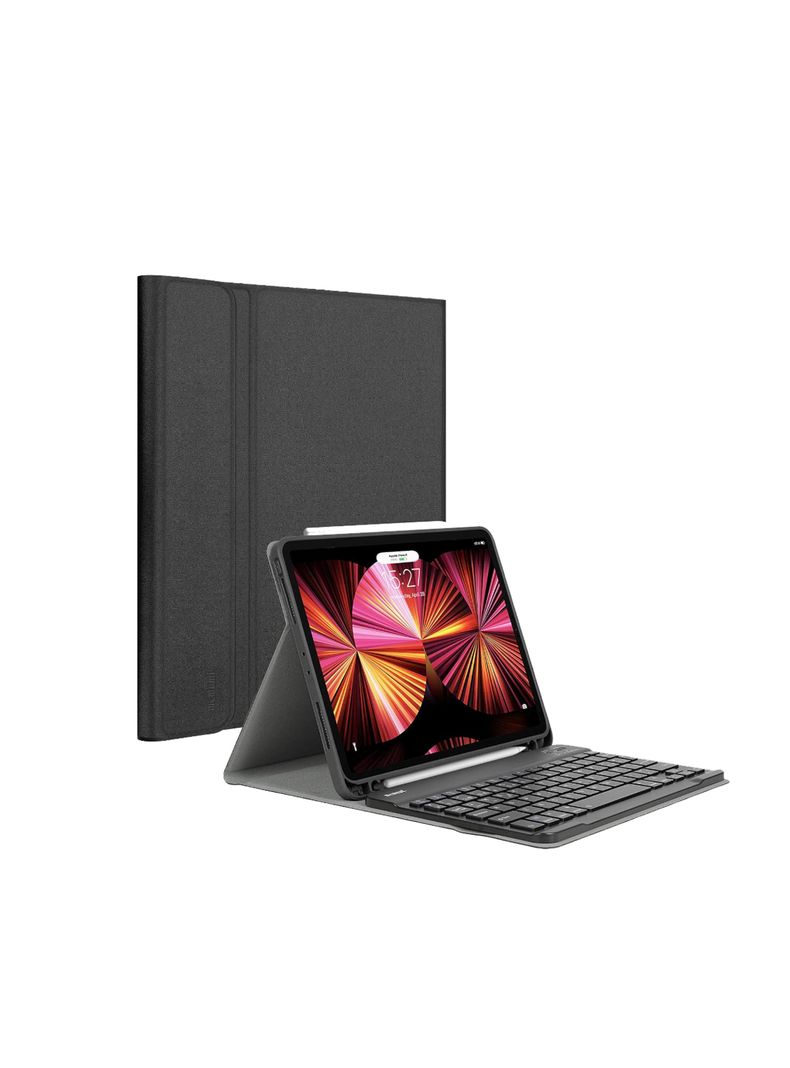 Funda Con Teclado Lamina Para iPad 12.9 Con Ranura Negro-5
