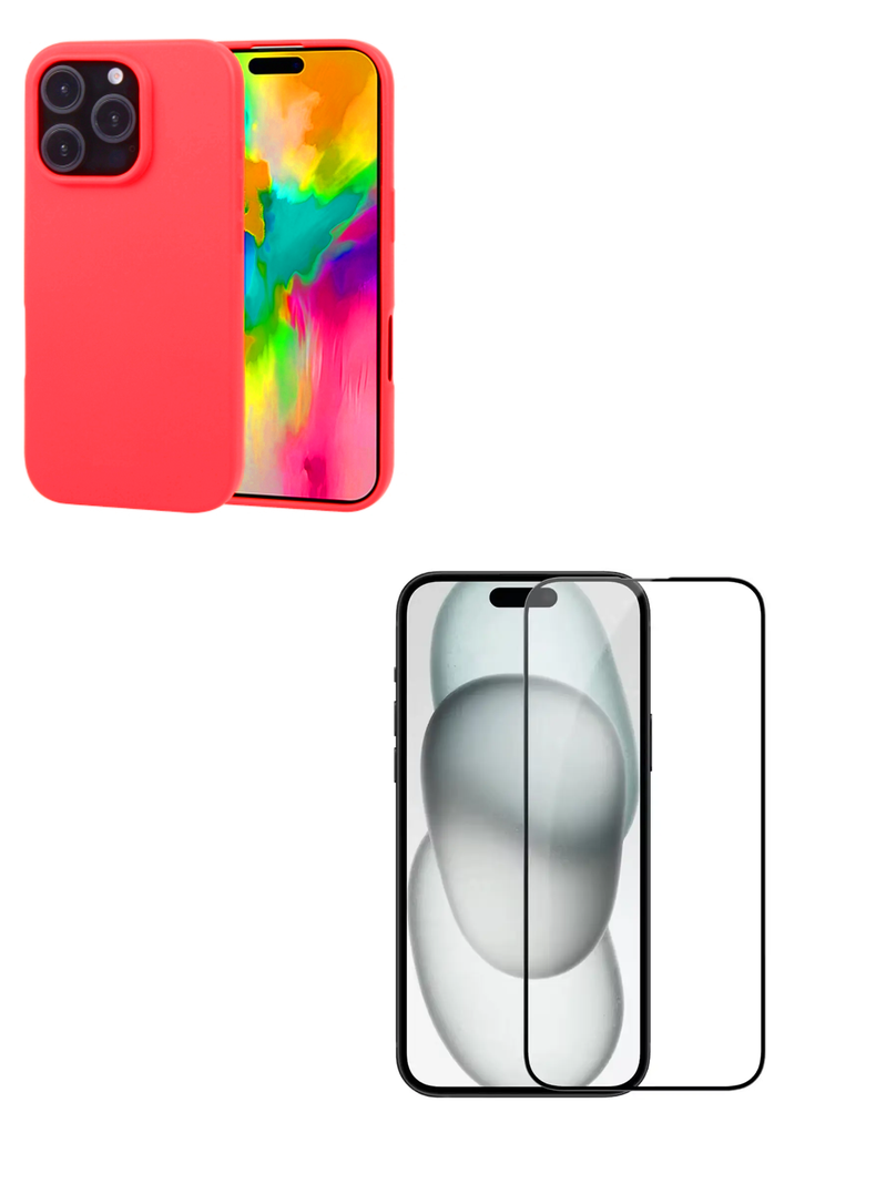 Carcasa Lamina Vidrio Para iPhone 16 Pro Max Roja-0