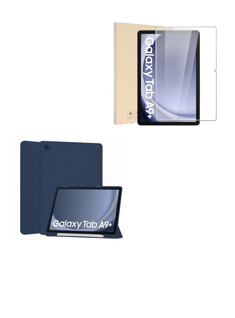 Funda Lamina Vidrio Para Tablet Galaxy Samsung A9+ Plus Azul-0