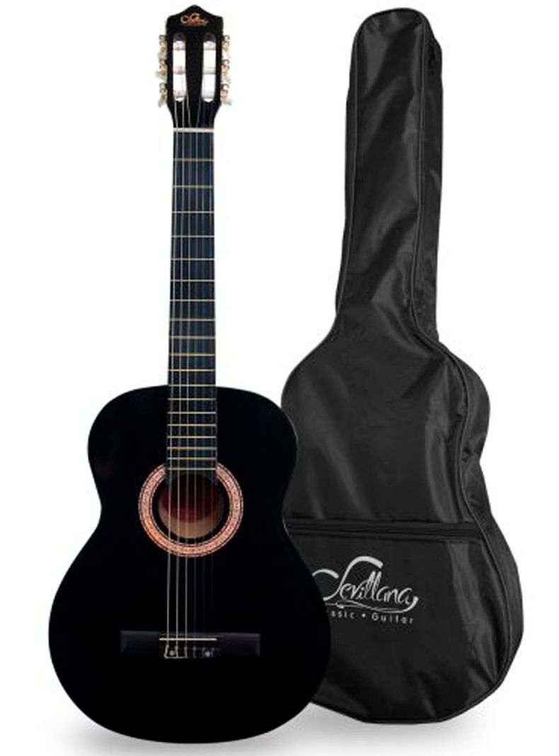 Guitarra Clasica 30 Pulgad Sevillana Acabado De Madera Negro-0