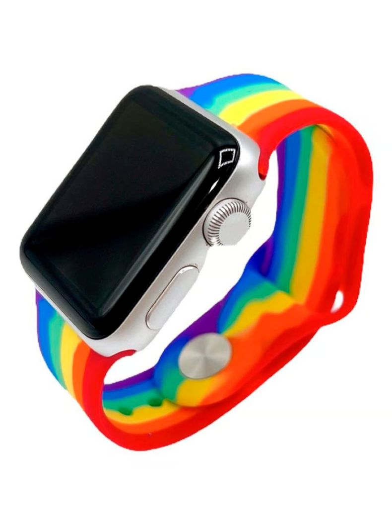 Correa Compatible Con Apple Watch 38mm 40mm 41mm Goma Arcoiris-1