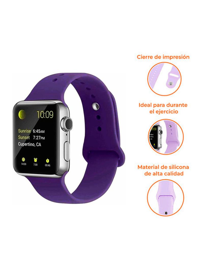 Correa Compatible Con Apple Watch 42mm 44mm 45mm Goma Morado-2