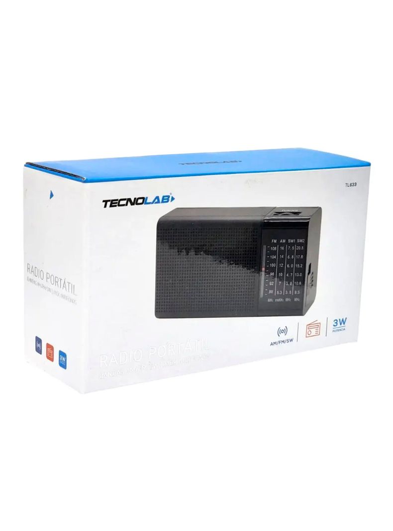 Radio Portatil Am/Fm 3W Con Entrada Audifonos Tecnolab TL633-3