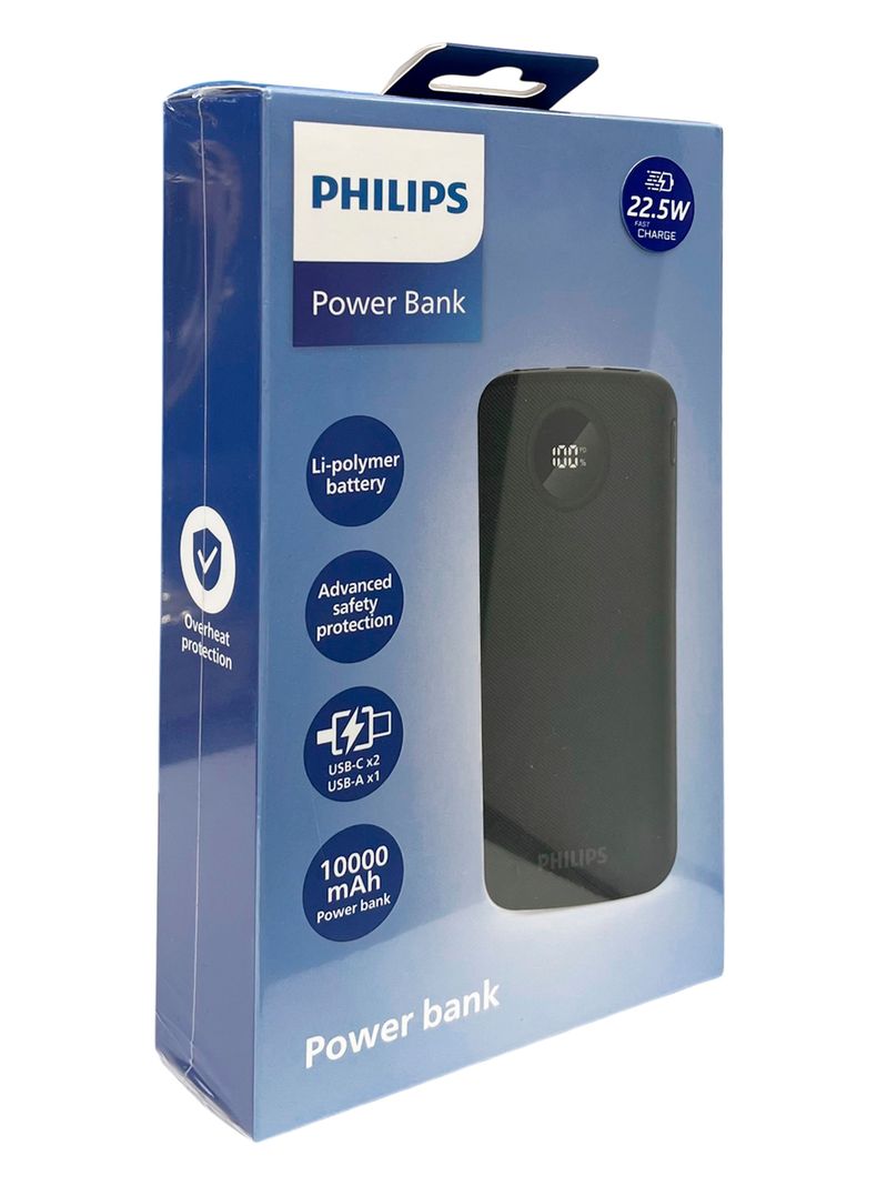 Bateria Externa Cargador Powerbank Philips 10.000Mah Negro-3