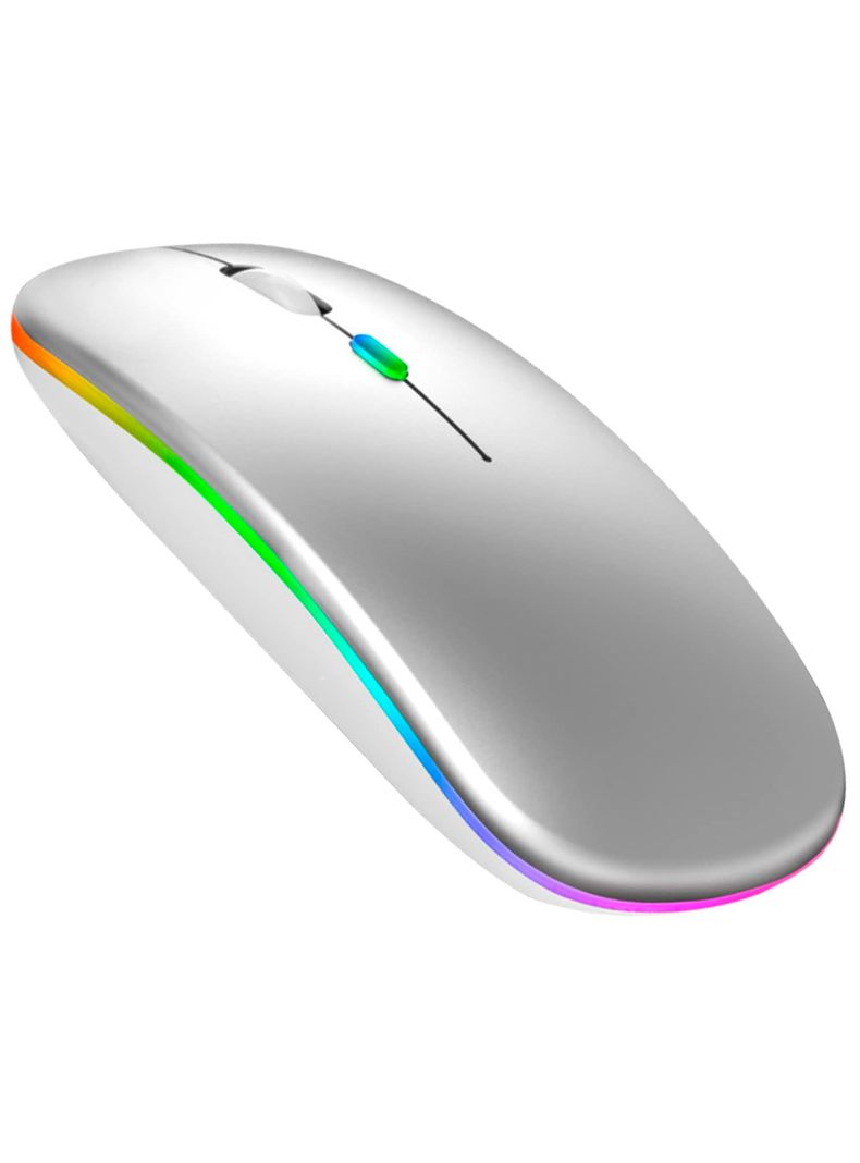 Mouse Inalambrico RGB Dual USB-Bluetooth Recargable Blanco
