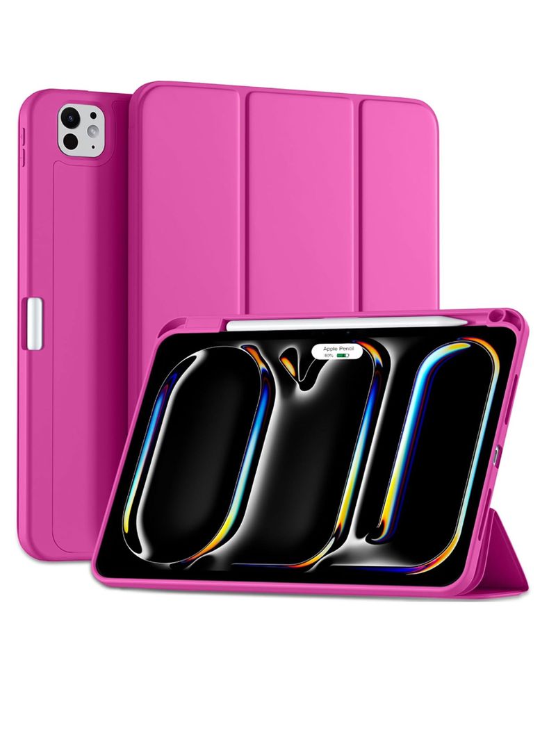 Funda Smart Cover Para iPad Pro 11 M4 2024 Con Ranura Fucsia-0