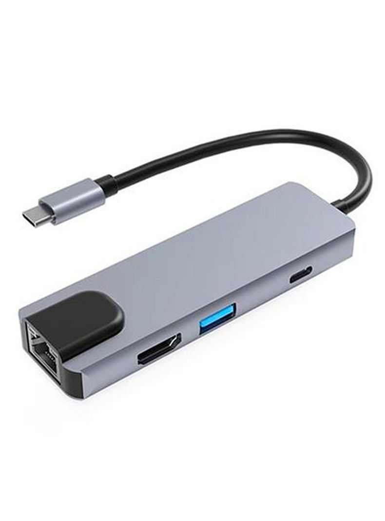 Adaptador Tipo C 6 En 1 HDMI 4k + Usb3.0 + LAN + SD+TF+PD-0