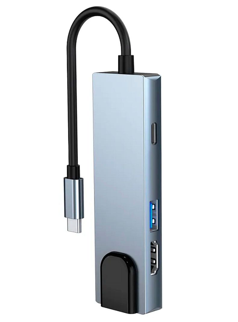 Adaptador Tipo C 6 En 1 HDMI 4k + Usb3.0 + LAN + SD+TF+PD-2