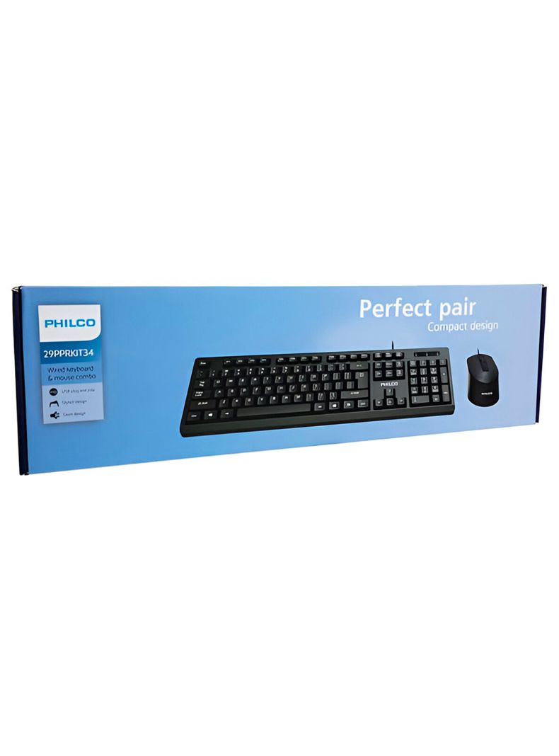 Combo Teclado Mouse Español Con Cable USB Philco 29PPRKIT34-3