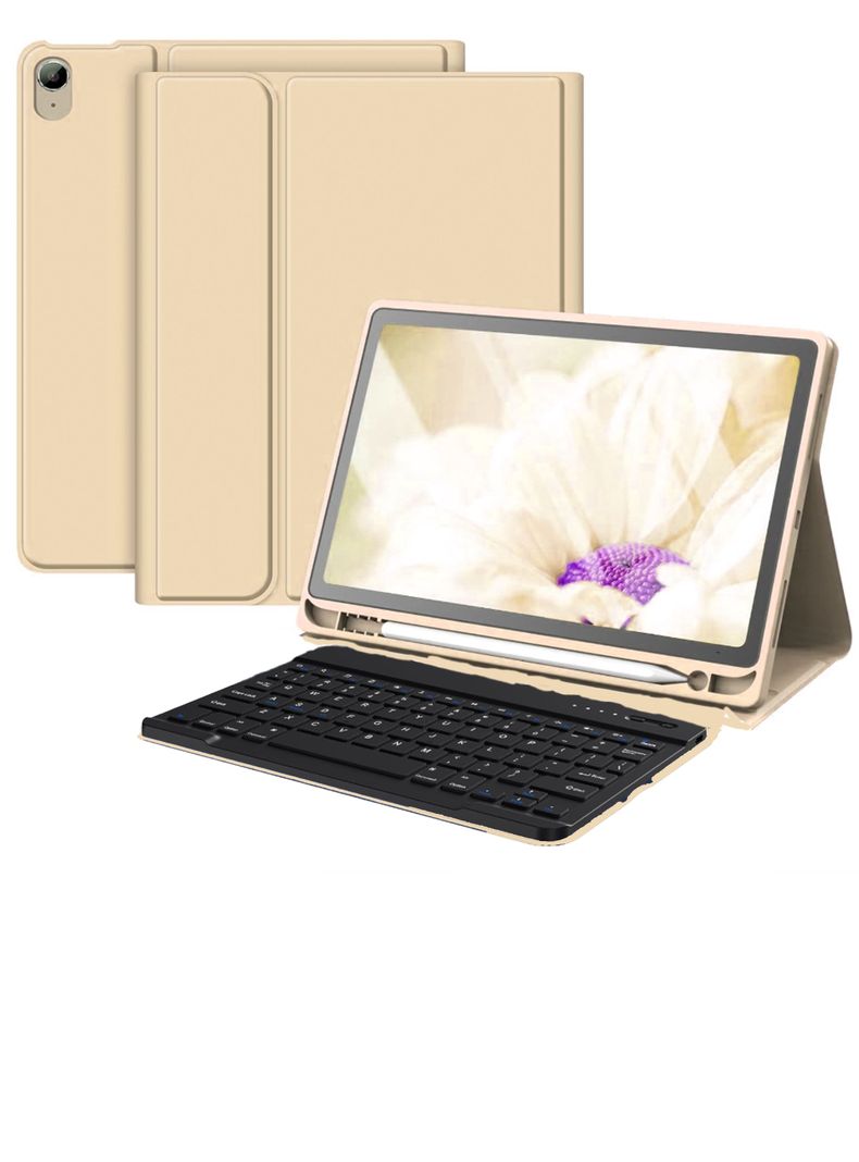 Funda Con Teclado Español Para iPad Air 10.9 4 5ta Dorado-0