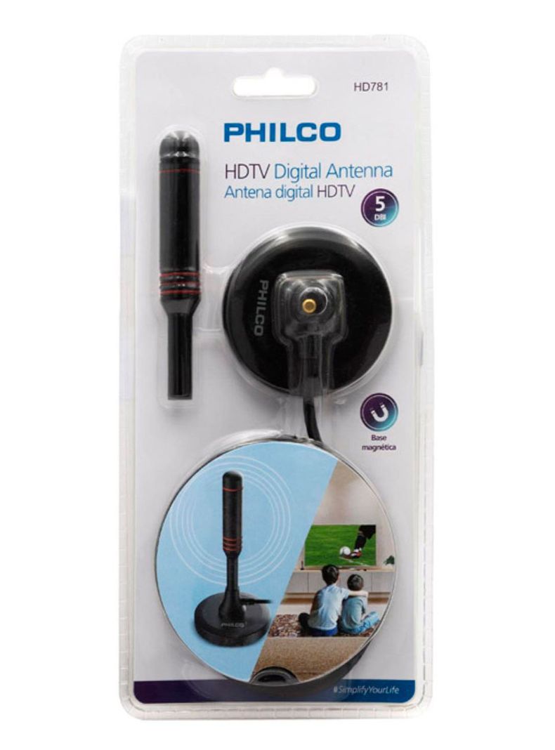 Antena HDTV Digital Base Magnetica Interna 5DBI Philco HD781-3