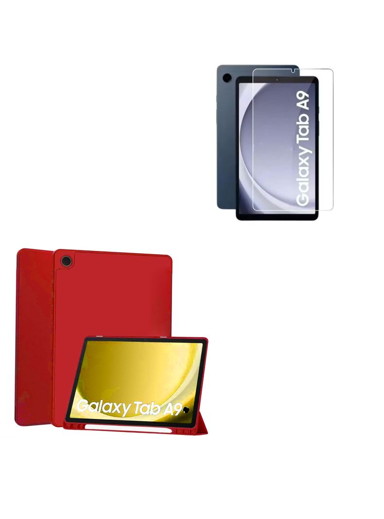 Funda Lamina Vidrio Para Tablet Galaxy Samsung A9 Rojo-0