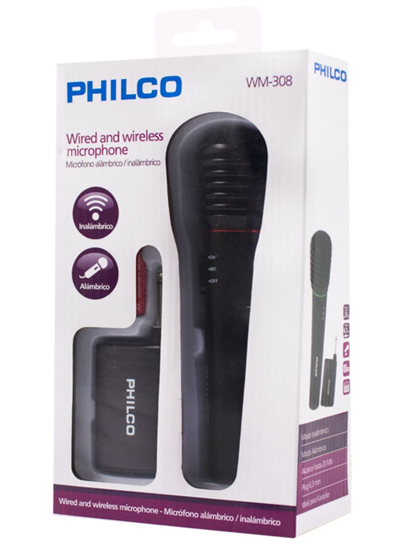 Microfono Inalambrico Y Con Cable Para Karaoke Philco WM308-2