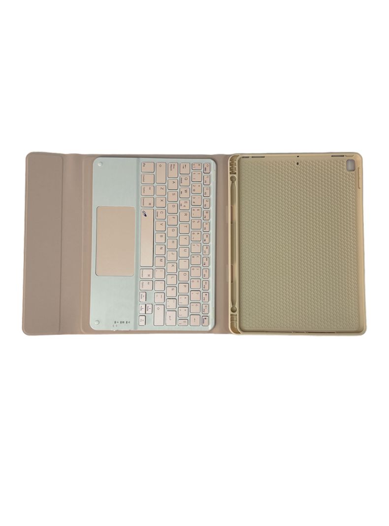 Funda Para iPad 10.2 7 8 9na + Teclado Español Touchpad Rosa-1