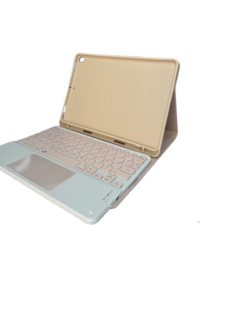 Funda Para iPad 10.2 7 8 9na + Teclado Español Touchpad Rosa-2
