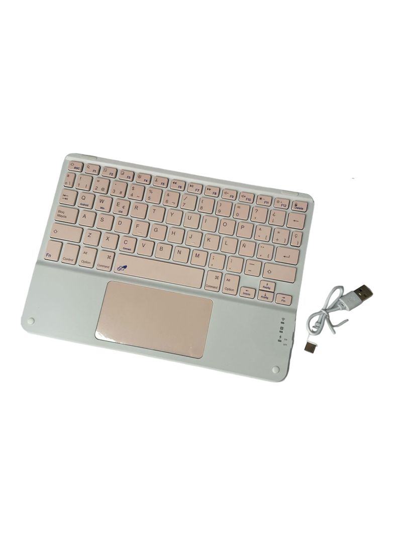 Funda Para iPad 10.2 7 8 9na + Teclado Español Touchpad Rosa-4