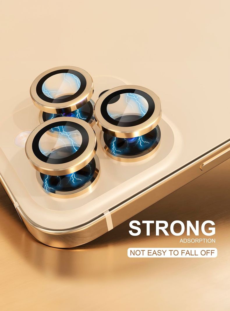 Protector De Lente De Camara Para iPhone 15/15 Plus Dorado-1